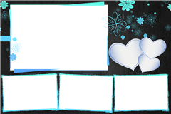 Photoboothprinttemplate Schwarz-Türkis-Blumen – categorie Elegant